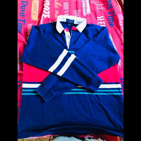 Gant Rugger Red Blue Green White stripe polo shirt - Picture 5 of 11